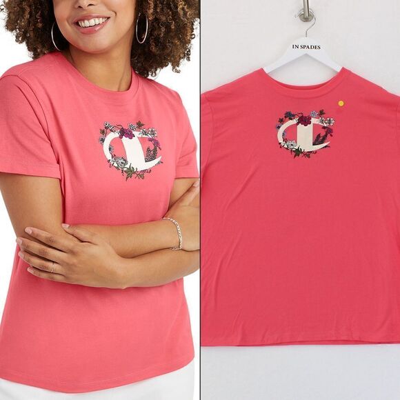 Champion Tops - Champion Womens Graphic-Print Classic Pinky Peach
